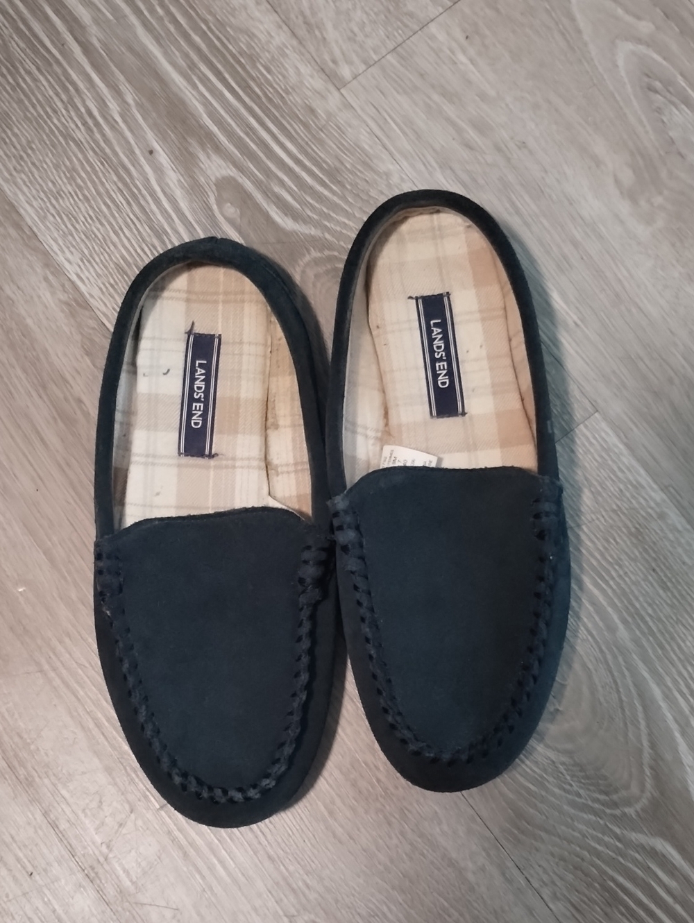 Lands' End Women's Navy Suede Moc Toe Slip-On Loafers